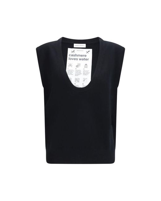 Extreme Cashmere Black Elastane Sleeveles Sweater