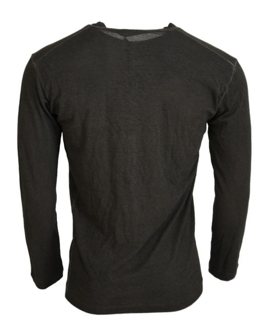 DSquared² Black Cotton Linen Long Sleeves Pullover Sweater for men