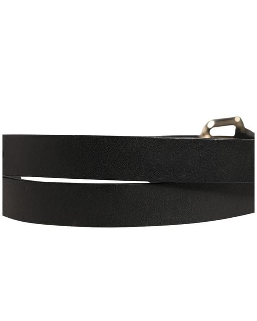 Gianfranco Ferré Black Leather Slim Gold Tone Buckle Waist Men Belt