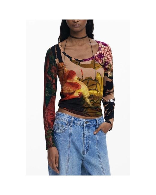 Desigual Brown Elastane Top
