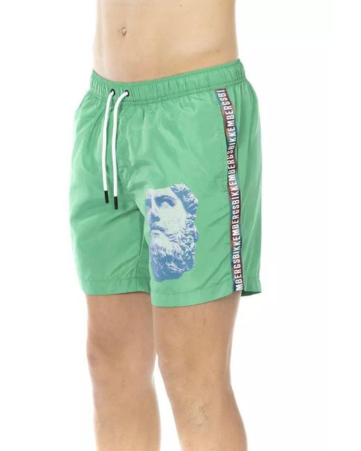 Bikkembergs Green Degradé Print Swim Shorts With Pockets for men