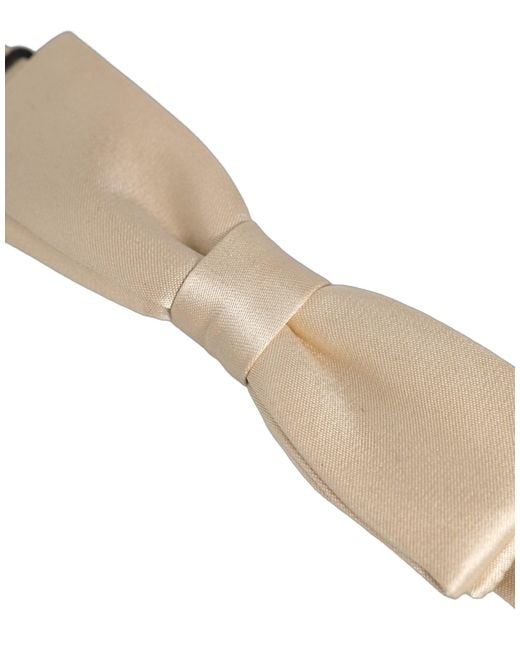 Dolce & Gabbana Natural Men Beige 100% Silk Adjustable Neck Papillon Bow Tie for men