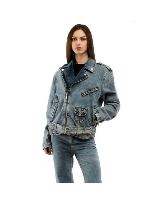 Moschino Blue Multicolor Cotton Denim Jacket