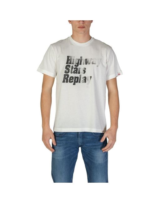 Replay Gray White Cotton T for men