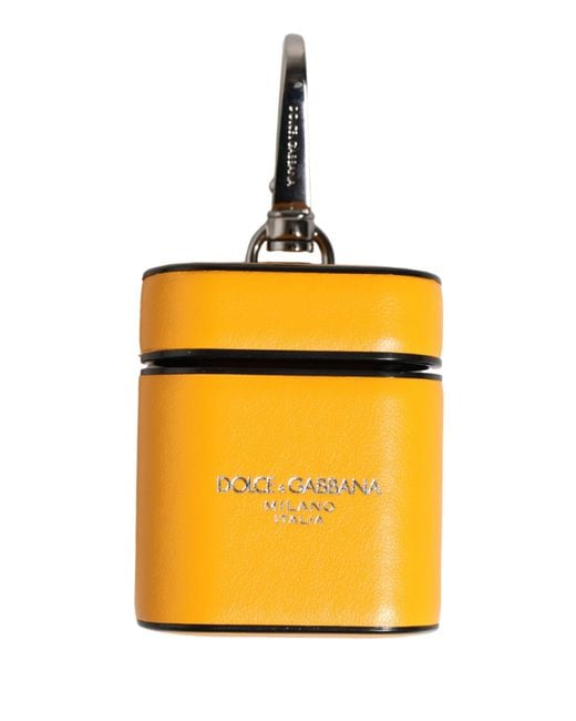 Dolce & Gabbana Metallic Case Calf Leather Logo Flip Holder Strap Airpods