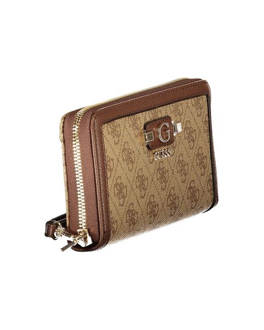 Guess Natural Beige Poliuretano S Wallet With Zip Closure