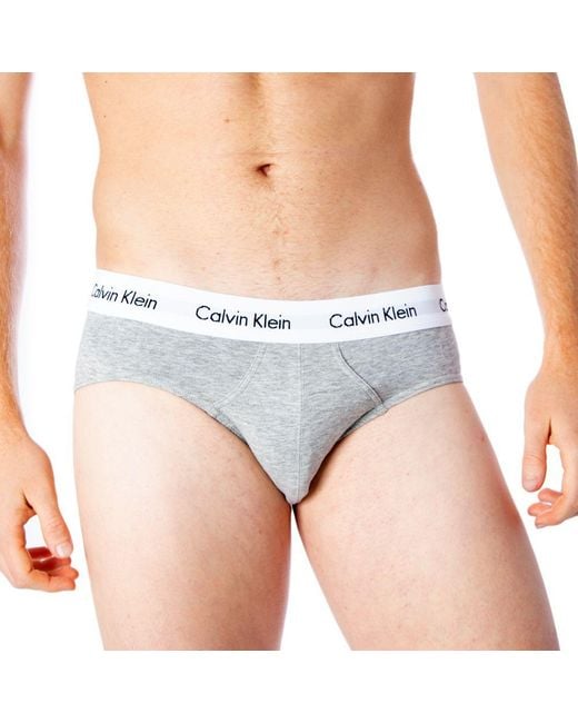 Calvin Klein Black Gray Cotton Briefs for men