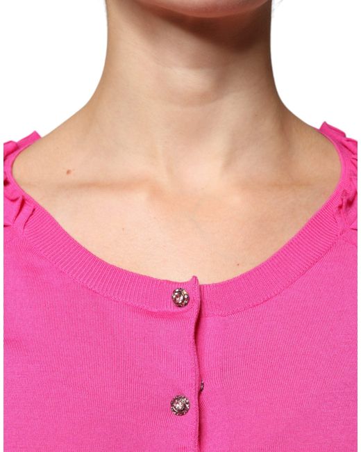 Dolce & Gabbana Pink Wool Button Down Cardigan Sweater
