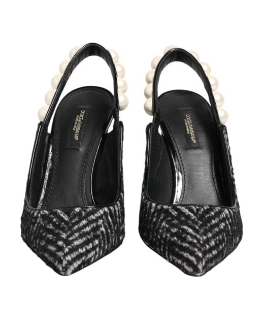 Dolce & Gabbana Black Lori Pearl Slingback Pump