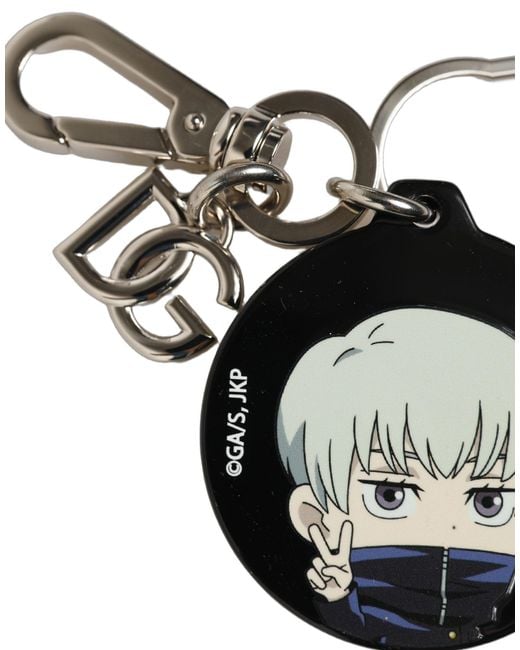 Dolce & Gabbana Metallic Black Kaisen Toge Inumaki Charm Metal Keychain Keyring