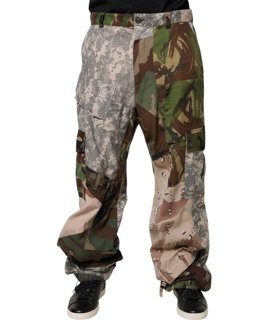 Dolce & Gabbana Multicolor Patchwork Camouflage Cargo Pants for men