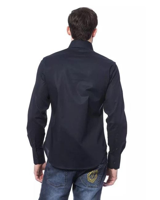 Billionaire Italian Couture Blue Elegant Monogram Shirt For for men