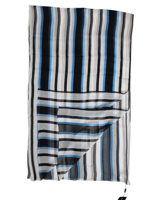 Dolce & Gabbana Blue Striped Neck Warmer Wrap Scarf for men