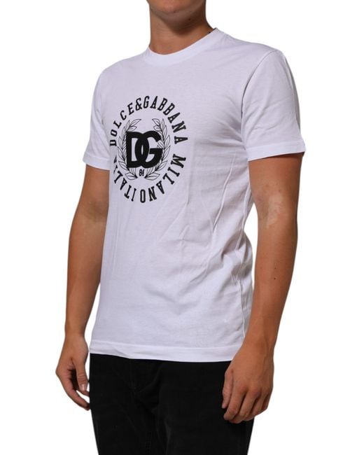Dolce & Gabbana White Logo Graphic Tee for men