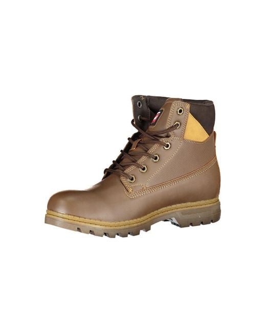 Carrera Brown Chic Lace-Up Boots With Contrasting Details for men