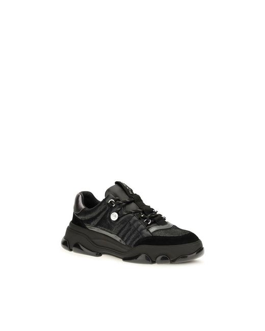 Pinko Black Calf Leather Bos Taurus Chunky Sneakers