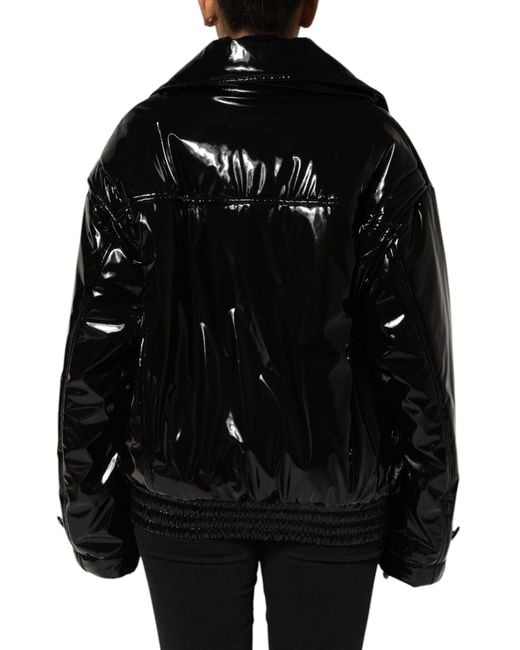 Dolce & Gabbana Black Polyester Button Down Blouson Jacket