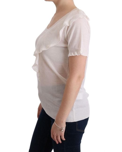 Marghi Ló Gray White 100% Lana Wool Top Blouse T
