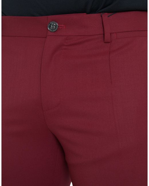 Dolce & Gabbana Red Wool Slim Fit Dress Pants for men