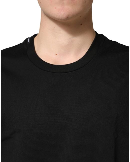 Dolce & Gabbana Black Cotton Crewneck Short Sleeve T-Shirt for men