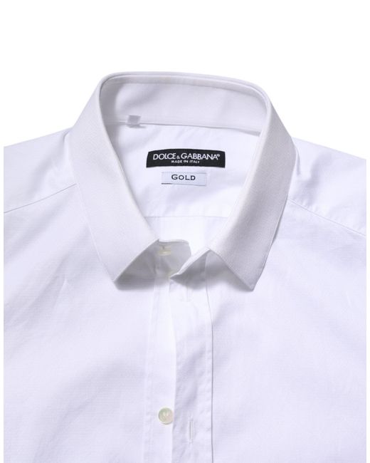 Dolce & Gabbana White Cotton Long Sleeve Dress Shirt for men