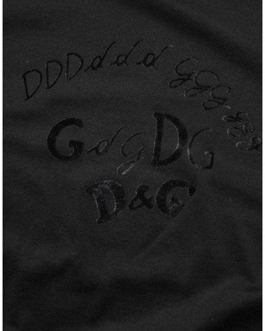 Dolce & Gabbana Black Logo Embroidered Tshirt for men