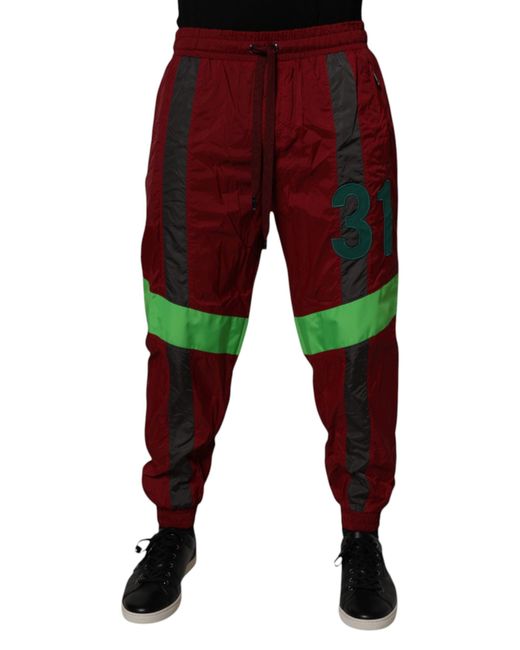 Dolce & Gabbana Red Track Pants With Number Detail for men