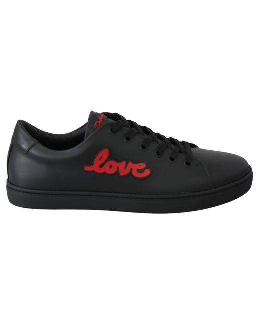 Dolce & Gabbana Black Elegant Leather Sneakers With Accents
