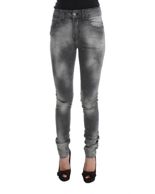 John Galliano Gray Wash Cotton Blend Slim Fit Denim Jeans Pants