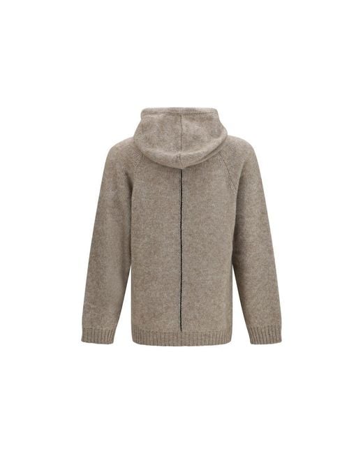 Giorgio Armani Gray Beige Alpaca Vicugna Pacos Hoodie for men