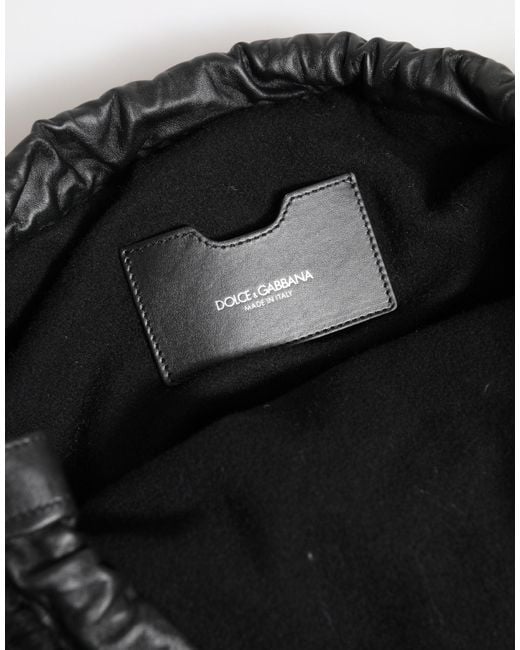 Dolce & Gabbana Black Cashmere Knitted Leather Shoulder Borse Bag