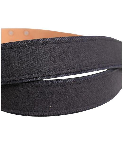 Ermanno Scervino Gray Black Wool Cotton Logo Metal Buckle Belt