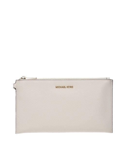 Michael Kors Natural Beige Leather Clutch Bag