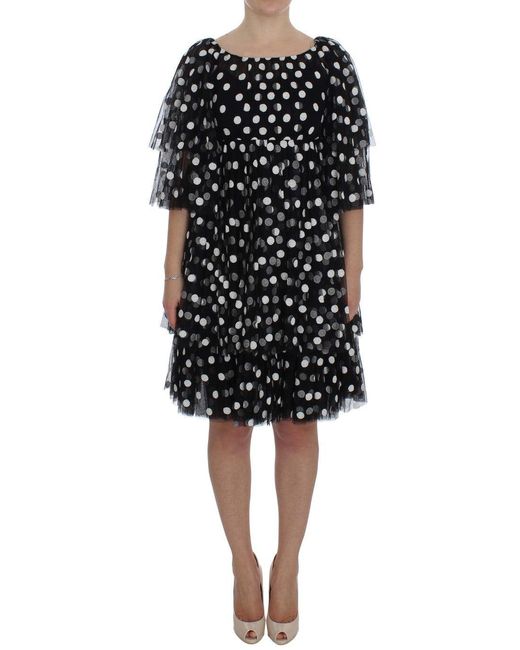 Dolce & Gabbana Black Polka Dotted Ruffled Dress