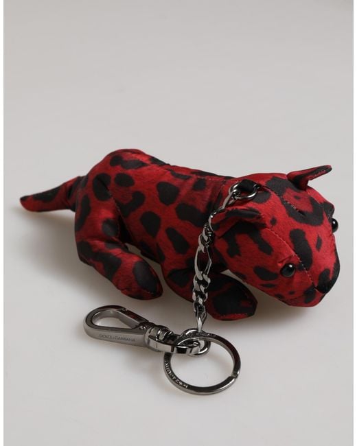 Dolce & Gabbana Red Polyester Animal Silhouette Keychain Keyring for men
