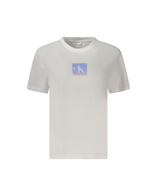 Calvin Klein Gray White Cotton Tops & T for men