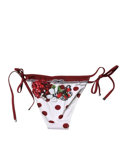 Dolce & Gabbana White Floral Print Bikini Bottoms