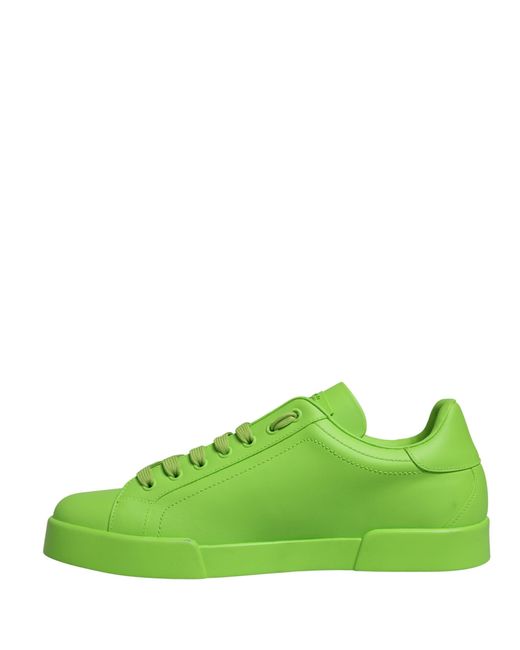 Dolce & Gabbana Green Leather Portofino Low Top Sneakers Shoes for men