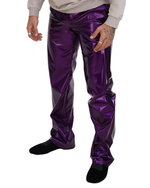 Dolce & Gabbana Purple Metallic Trousers Pt0118 for men