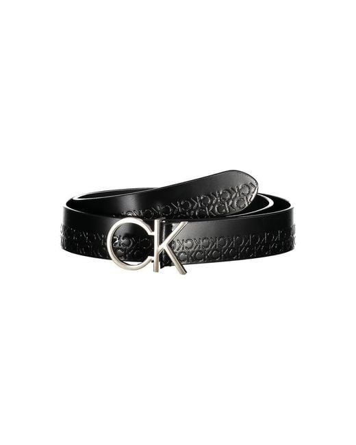 Calvin Klein Black Elegant Leather Belt With Metal Buckle