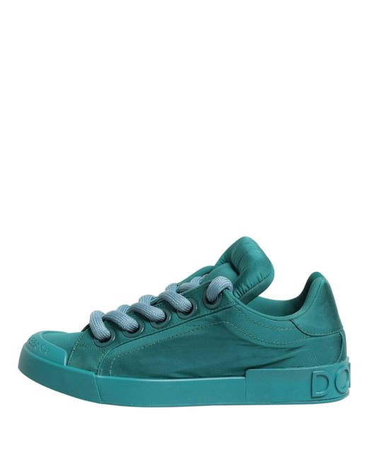 Dolce & Gabbana Green Teal Portofino Men Low Top Sneakers Shoes for men