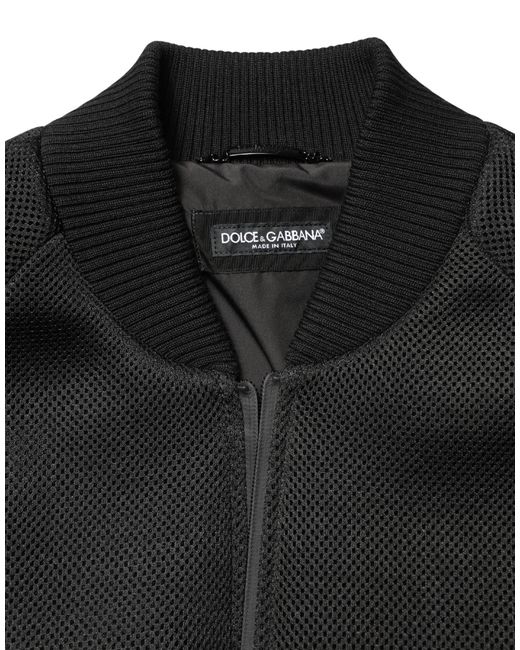 Dolce & Gabbana Black Nylon Full Zip Bomber Jacket Clothing for men