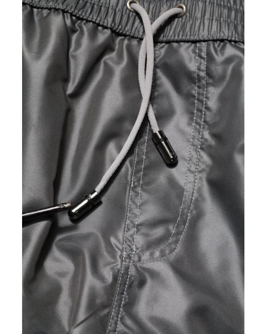 Dolce & Gabbana Black Gray Polyester Mid Waist Casual Bermuda Shorts for men