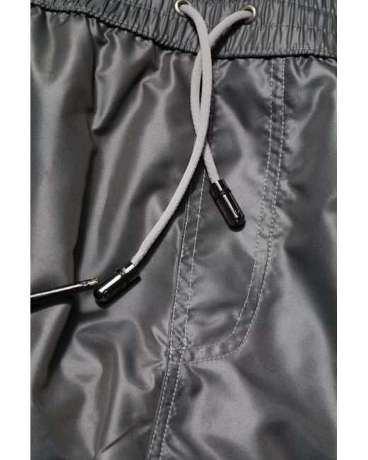 Dolce & Gabbana Black Gray Polyester Mid Waist Casual Bermuda Shorts for men