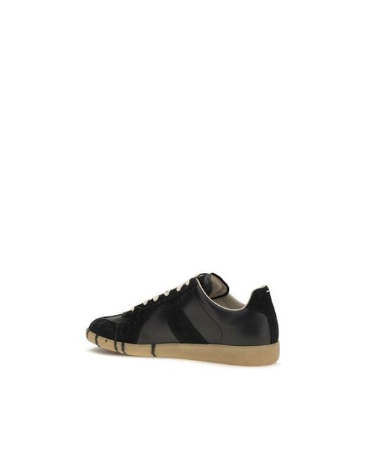 Maison Margiela Black Suede Leather Athletic Sneakers for men
