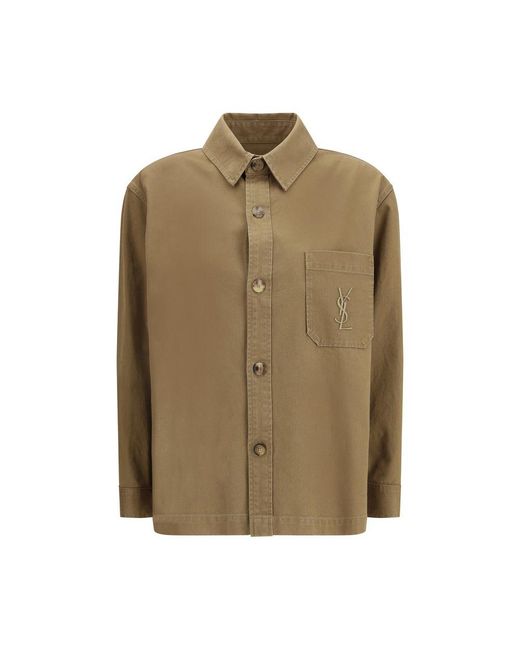 Saint Laurent Green Cotton Coat