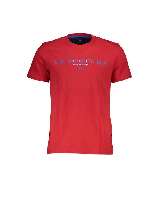 La Martina Red Cotton T-shirt for men