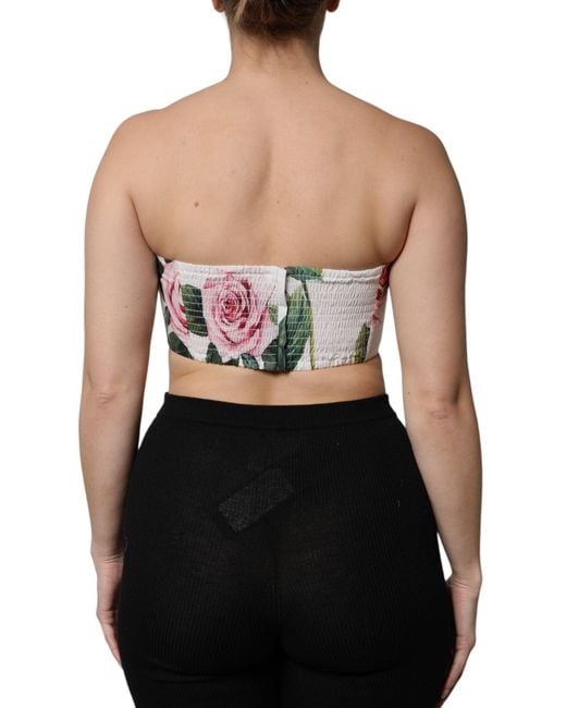 Dolce & Gabbana Black White Floral Print Cropped Bustier Corset Top for men