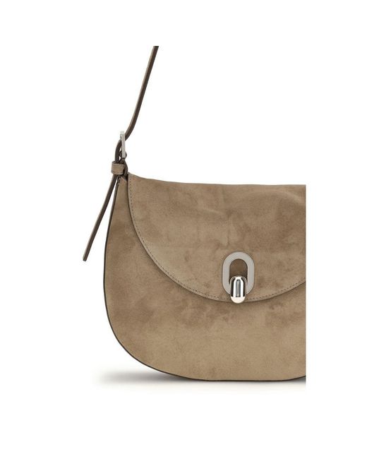 SAVETTE Brown Beige Calf Leather Bos Taurus Shoulder Bag