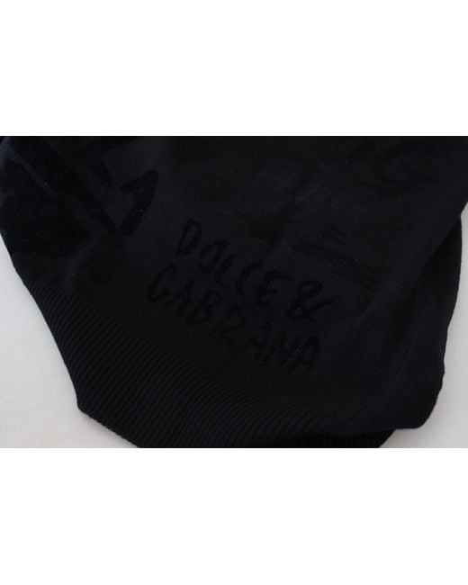Dolce & Gabbana Black Wool Logo Pattern Crewneck Pullover Sweater for men